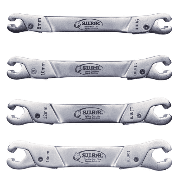 4-Piece set of versatile line wrenches featuring unique ratcheting push on / pull off operation. Designed for convenient, single-handed use. 4 wrenches fit 16 sizes both SAE and metric.