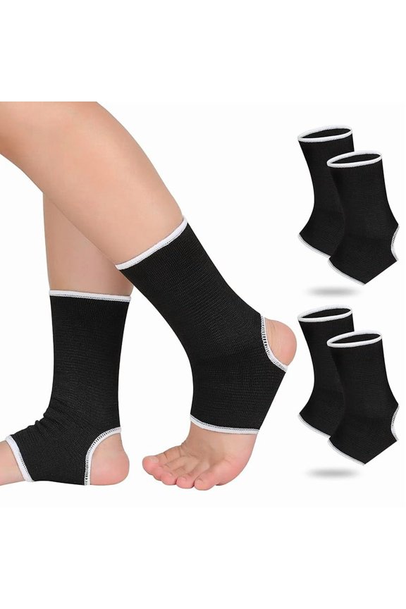 4 Pieces/ 2 Pair Kids Ankle Support Compression Kid Ankle Brace Elastic Kids Compression Socks Knitted Ankle Support Brace Ankle Sleeve for Jogging Running Fitness