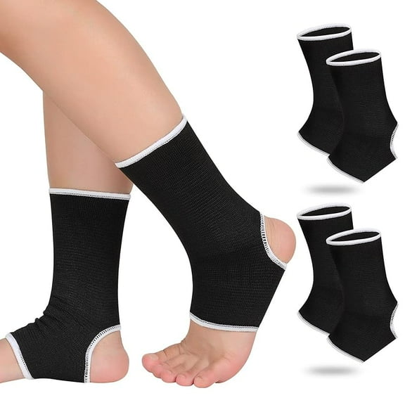 4 Pieces/ 2 Pair Kids Ankle Support Compression Kid Ankle Brace Elastic Kids Compression Socks Knitted Ankle Support Brace Ankle Sleeve for Jogging Running Fitness