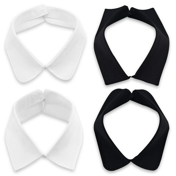 4 Pieces 2 Styles Faux Collar Women, False Lapel Detachable Collar Pointed & Round, Neckline Shirt Fake Collars for Dresses Vest Blouse Skirt Half Sweater (Black & White)