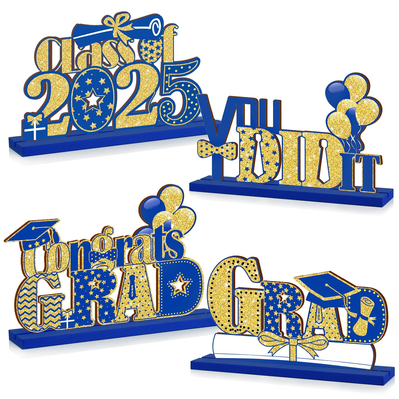 4 Pieces 2025TRDN Graduation Party Decorations Wooden Class of ...