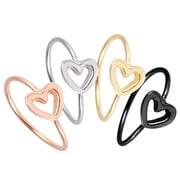 4-Pieces 22G Sterling Silver Nose Ring, Heart Nose Hoop, Helix Earring, Cartilage Heart Earring, Unisex, 9mm Diameter, Easy twist open
