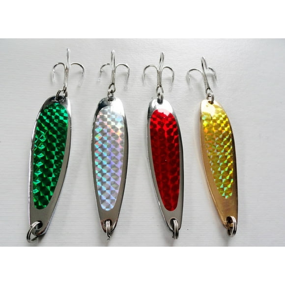 4 Pieces 2oz Casting Crocodile Spoons Fishing Trolling Lures - 4 Colors