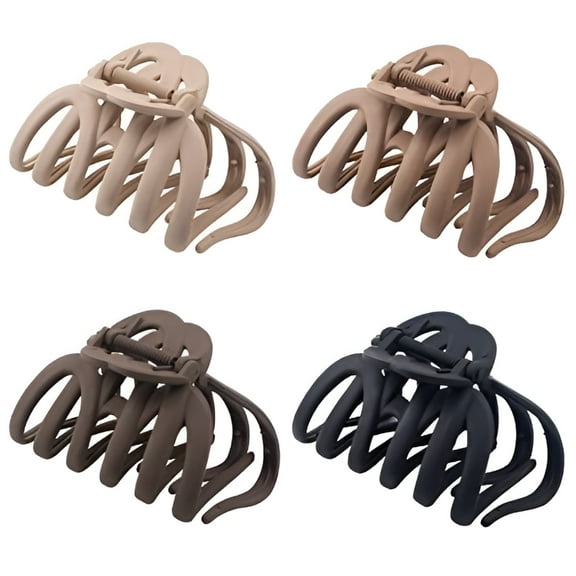 4 Pieces 3.5'' Large Octopus Claw Clips for Thick Long Hair, Big Hair Clips for Women, Strong Hold Hair Claw Clips, Matte Non-slip Jaw Hair Clips (Black)