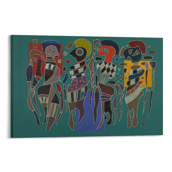 4 Pieces on 3 Squares Wassily Kandinsky Painting Poster Home Decor Poster Wall Art Hanging Picture Print Bedroom Decorative Painting Posters Room Aesthetic 08x12inch(20x30cm)