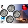 thumbnail image 1 of 4 Pieces 4" Clear Lens Round Red LED Light Brake Stop Turn Tail Signal w Grommet Pigtail Kit for Truck Trailer Tractor Jeep DOT SAE Approved New, 1 of 7