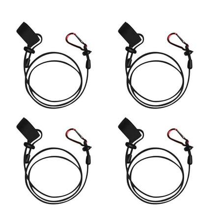 4 Pieces 42 Elastic Kayak Canoe Rowing Boat Paddle Leash Fishing Rod Holder Keeper Lanyard Tether with Carabiner - Choice Black