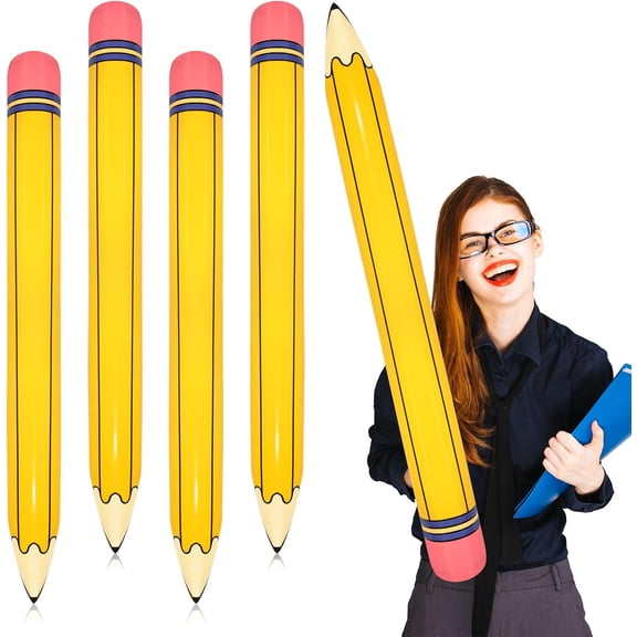 4 Pieces 44 Inch Giant Inflatable Pencils Balloon Back to School Dimensional Pencils Balloon Graduation Party Decoration for Back to School Classroom Garden Room Birthday Party Decorations