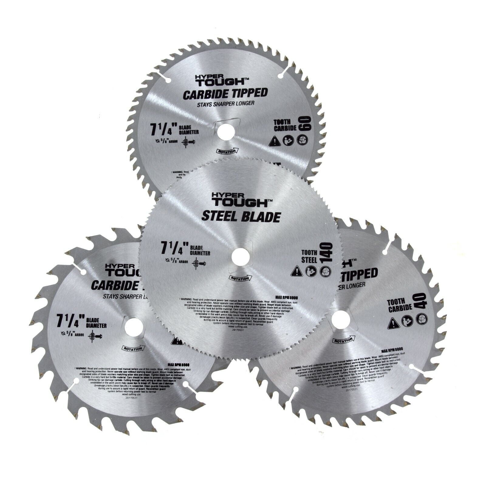 4 Pieces 7-1/4 inch Wood Cutting Carbide Tipped Steel Circular Saw Blades