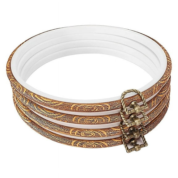 4 Pieces 8.4 Inch Embroidery Hoops Imitated Wood Display Frame Bulk Circle Embroidery Hoops plastic