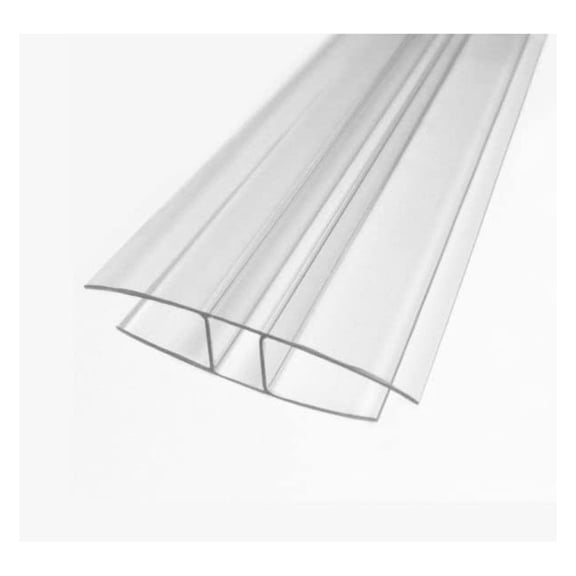 4 Pieces 8mm 4 Feet Long Twin Wall Polycarbonate Greenhouse Panel H Connector, H Channel, Clear Color, Used to Connect Two Piece 8mm (5/16 inch) Thick Twin Wall Polycarbonate Panels