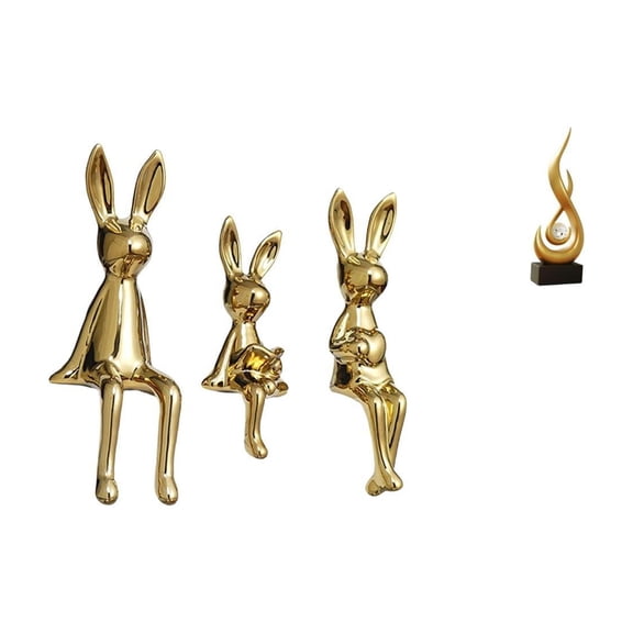 4 Pieces Abstract Fire Sculpture Sitting Statue Ceramic Resin Material for Family Office Home Decor