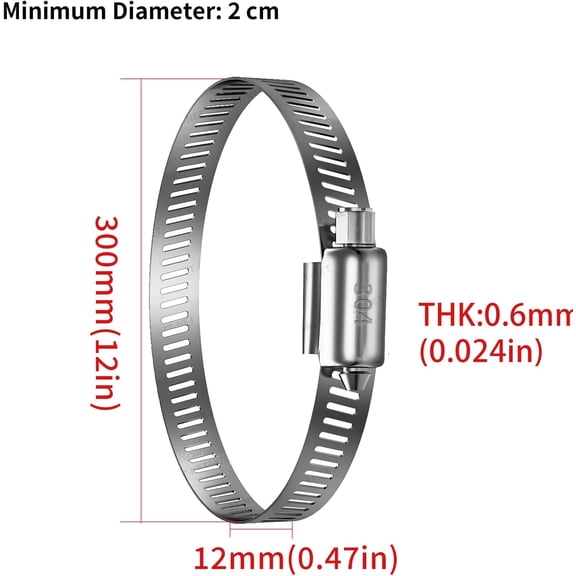 4 Pieces Adjustable 304 Stainless Steel Hose Clamps Monitoring Loop Security Camera Poles Mount Adapter Bracket Clamp for Tree, Pole or other Similar Condition (12 Inch Hose Clamp)