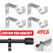 4 Pieces Adjustable Curtain Rod Brackets Support Holders Universal Wall Bracket Hooks with Screws for 1 Inch Diameter Curtain Rod, Silver