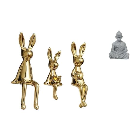 4 Pieces Animal Figurine Buddha Sculpture Monkey Ornament Sandstone Material for Garden Living Room Patio Decor