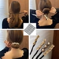 thumbnail image 1 of 4 Pieces Anti-slip Lazy Flower Hairpin Lazy Flower Hairpin Elegant Meatball Head Hair Device Lazy Half Ball Hairpin Pearl Flower Hairpins Vintage Pearl Flower Hairpins for Women+10pcs wave clip, 1 of 7
