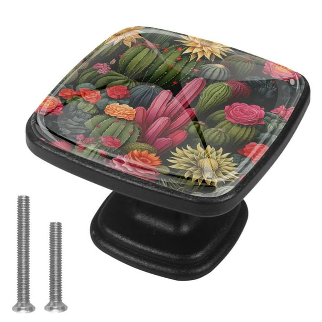 4 Pieces Art Colorflu Plants Knobs Pulls Handle for Dresser