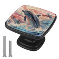 4 Pieces Art Colorful Ocean Whale Knobs Pulls Handle for