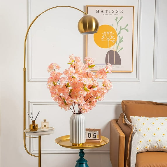 4 Pieces Artificial Cherry Blossom Flowers Branches, 42.25 Inch Silk Faux Cherry Blossom Flowers Stems Flower Arrangements for DIY Home Wedding Tall Vase Party Cheery Blossom Decor