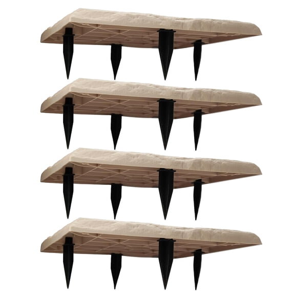 4 Pieces Artificial Rock Stepping Stones With Ground Pegs NonFade Decorative Garden Walkway Stones Easy Assembly