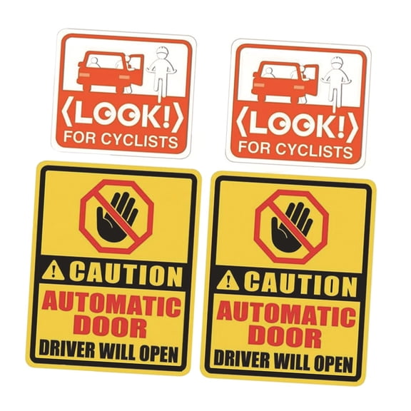 4 Pieces Automatic Door Sticker Sliding Door Warning Sign Waterproof Material for Cars Windows Entrances