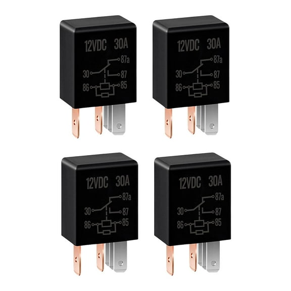 4 Pieces Automotive Relay 5 Pin 12V 30A Replaces Good Performance Universal