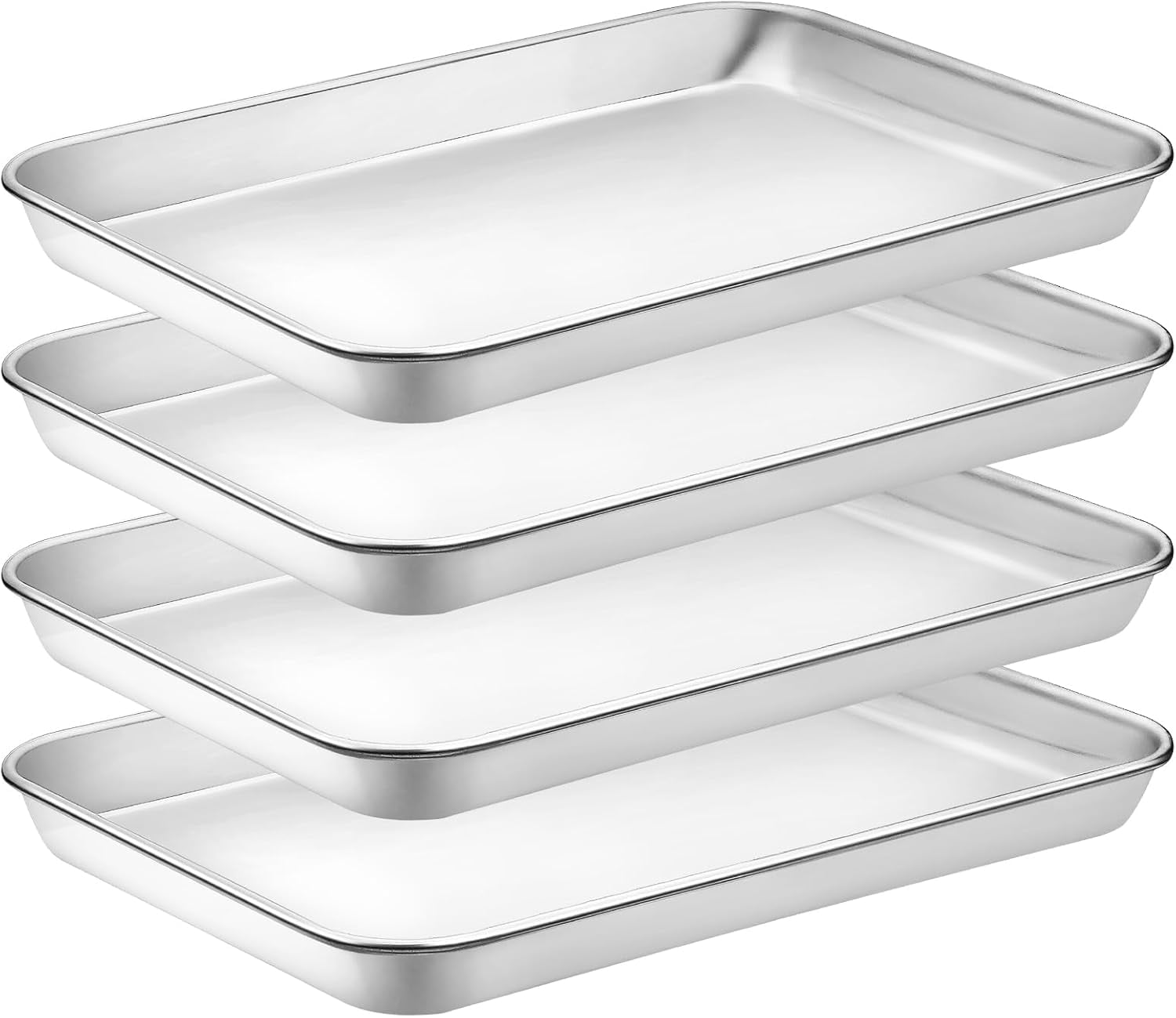4 Pieces Baking Sheet Pan Tray, Stainless Steel Small Cookie Sheets for Baking, Baking Sheets for Oven, Warp Resistant & Heavy Duty & Rust Free Baking Pans Set - Size 9.3 x 6.9 x 0.98 Inch