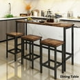 thumbnail image 1 of 4 Pieces Bar Table Set with Footrest, Modern Pub Table and Chairs Dining Set, Kitchen Counter Height Dining Table Set with 3 Bar Stools, Easy Assemble, 1 of 7