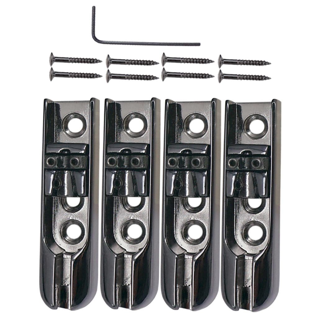 4 Pieces Bass Bridge W/ Screws for 4 String Electric Bass Guitar Accessories - black, 60..7mm