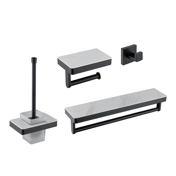 4 Pieces Bathroom Hardware Accessories Set, Stainless Steel and Slate Bathroom Wall Shelves