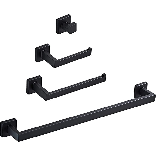 4-Pieces Bathroom Hardware Set Matte Black SUS304 Stainless Steel ...
