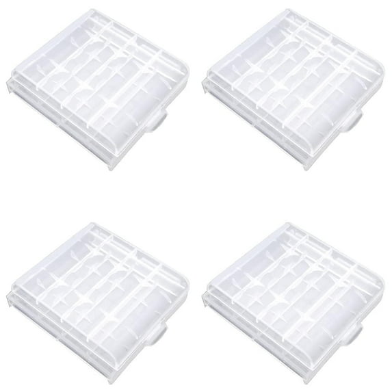 4 Pieces Battery Storage Case Battery Holder Box AA/AAA Cell Battery Storage Case Holder Box Plastic Battery Case, Transparent