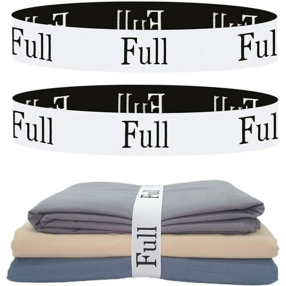 4 Pieces Bed Sheet Organizer Bands, Sheet Organizers and Storage Label Bands, Sheet Label for Bedding, Sheets Organizer for Closet,Sheet Keepers Linen Labels Bedding Bands (4Pcs Queen)