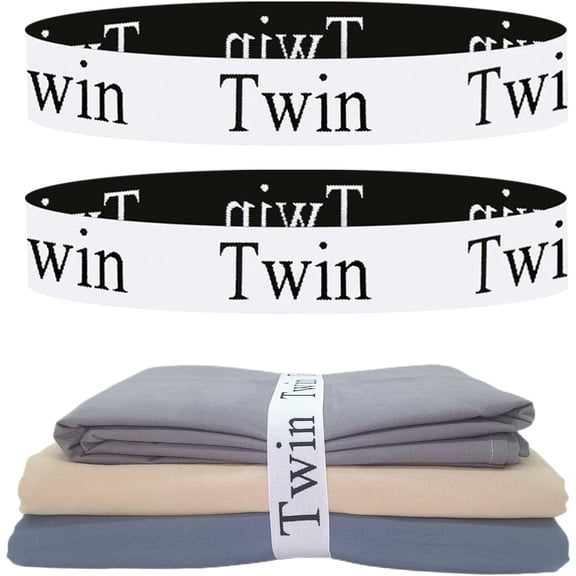 4 Pieces Bed Sheet Organizer Bands, Sheet Organizers and Storage Label Bands, Sheet Label for Bedding, Sheets Organizer for Closet,Sheet Keepers Linen Labels Bedding Bands (4Pcs Queen)