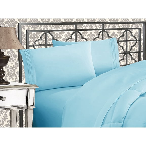 4-Pieces Bed Sheet Set 3 Line Cali-Aqua