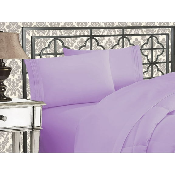 4-Pieces Bed Sheet Set 3 Line Q-Lilac