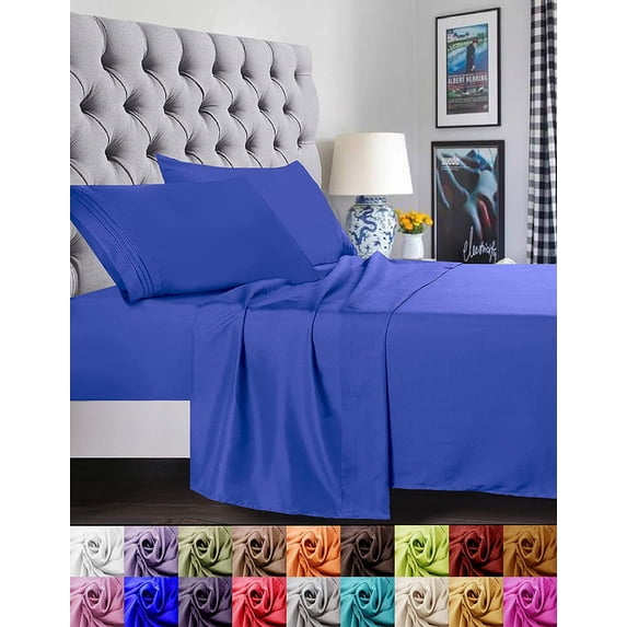 Elegant Comfort 4-Piece Bed Sheet Set, Full, Royal Blue