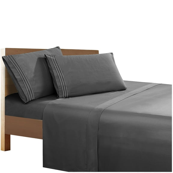 4 Pieces Bed in a Bag Sheet Set California King, Grey