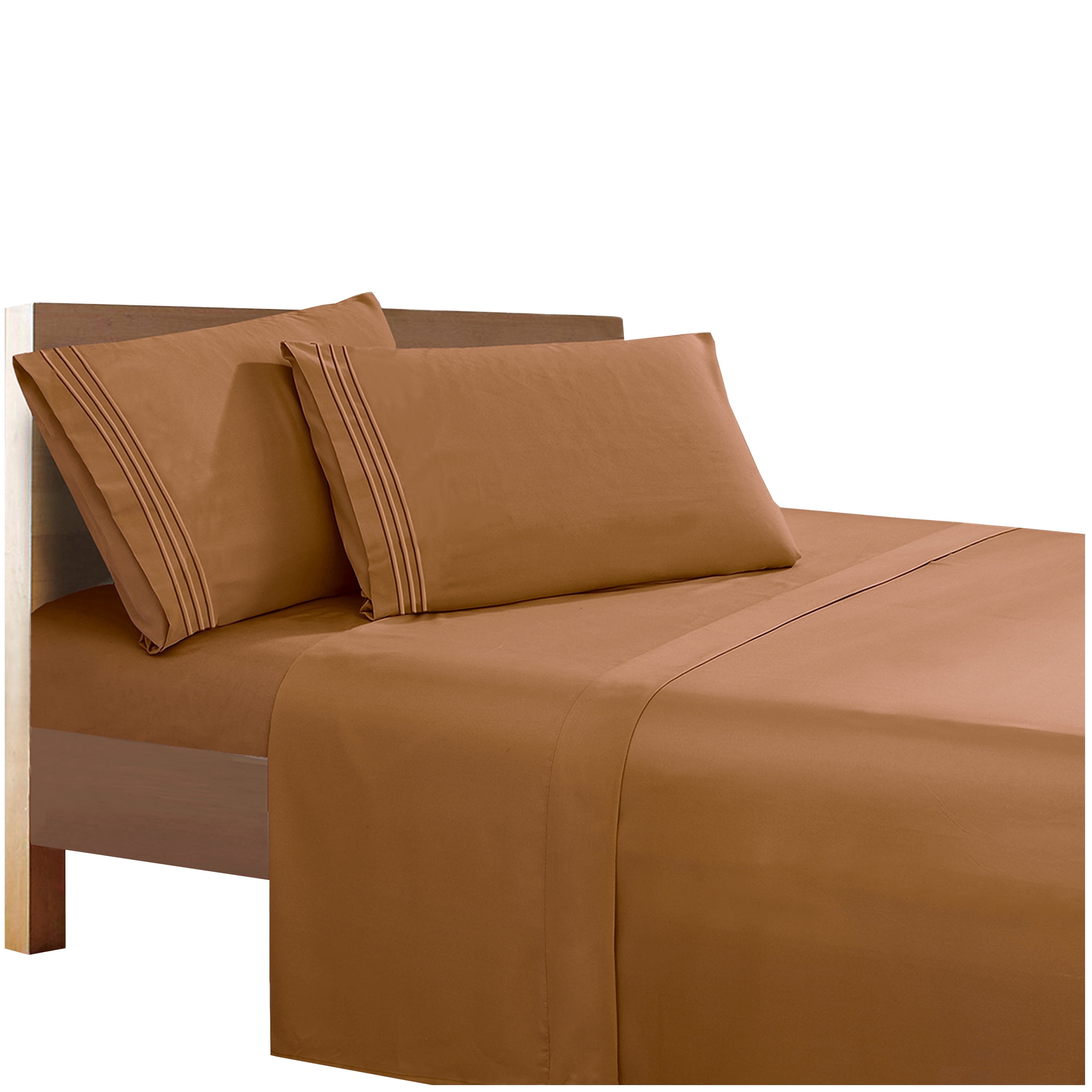 Elegant Comfort California King 4-Piece Sheet Set, Bronze, Soft Microfiber, Deep Pocket Bedding
