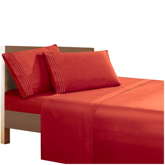 4 Pieces Bed in a Bag Sheet Set California King, Rust