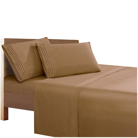 Elegant Comfort California King 4-Piece Sheet Set, Taupe, Soft Microfiber, Deep Pocket Bedding