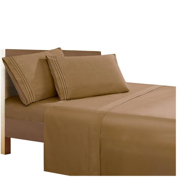 4 Pieces Bed in a Bag Sheet Set California King, Taupe