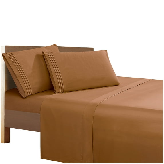 4 Pieces Bed in a Bag Sheet Set King Mocha Chocolate