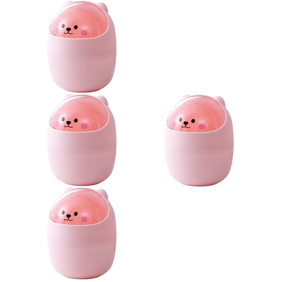 4 Pieces Bedroom Garbage Can with Lid Desktop Trash Cartoon Bin