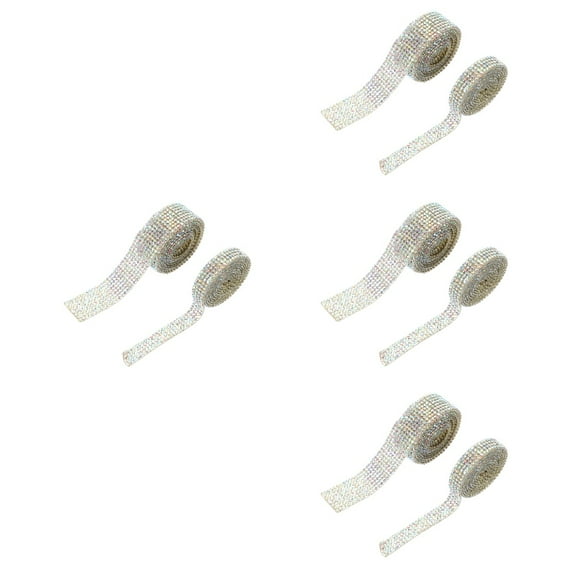 4 Pieces Belt Adhesive Sticker Row Drill Rhinestone Ribbon Baby 0.1X1.7X90CM
