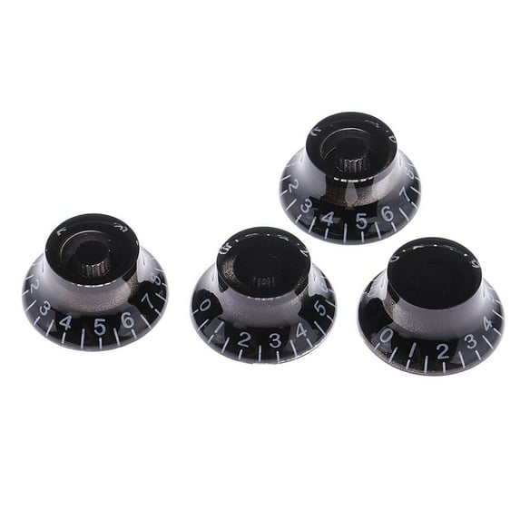 4 Pieces Black Acrylic Guitar Volume Control Button with Letter for LP Electric Guitar Parts