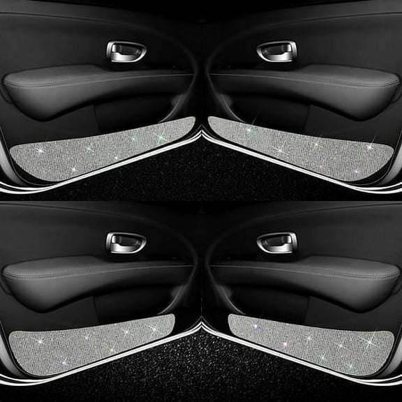4-Pieces Bling Car Door Anti-Kick Pad, Crystal Car Door Protective Pad, Diamonds Anti-Collision Sticker(2 Pieces for Front Door and 2 Pieces for Back Seat Door) (Bright Color)