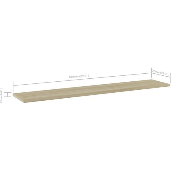 4 Pieces Bookshelf Boards Replacement Panels for Storage Units Organizer Shelves, Sonoma Oak 39.4x7.9x0.6 Inches