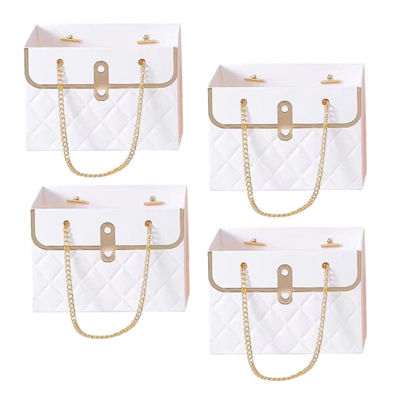 4 Pieces Bouquet Boxes Gift Box Flowers Present Storage with Handle Decorative Flower Bag Portable for Birthday Cafe Mother Day Party Gifts White