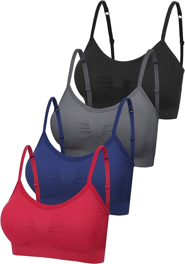 4 Pieces Bralette Neck Cami Bra Wireless Tank Top Bra Sports Bra for Women Girls - Walmart.com